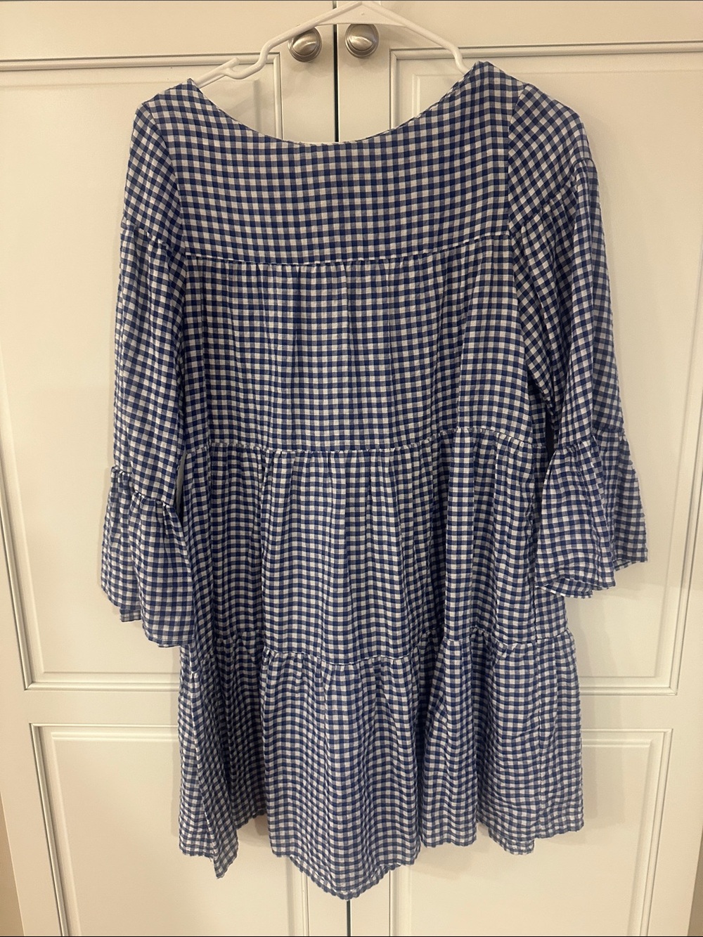 Zara- Blue and White Checkered Ladies Dress-XS